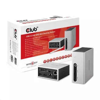 Club3D Dokovací stanice USB-A 8v1, 1xHDMI, 1xDVI, 4xUSB, 1xRJ45, 1x3.5mm, šedá