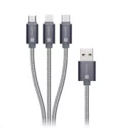 CONNECT IT Wirez 3in1 USB-C & Micro USB & Lightning, silver gray, 1, 2 m