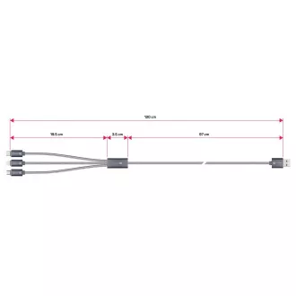 CONNECT IT Wirez 3in1 USB-C & Micro USB & Lightning, silver gray, 1, 2 m