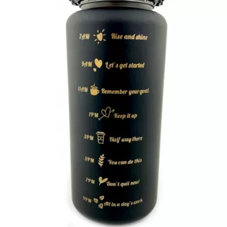 Motivační sportovní láhev 3v1, 2000 ml + 900 ml + 300 ml, Černá Motivační sportovní láhev 3v1, 2000 ml + 900 ml + 300 ml, Černá