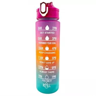 Motivační sportovní láhev 3v1, 2000 ml + 900 ml + 300 ml, Černá Motivační sportovní láhev 3v1, 2000 ml + 900 ml + 300 ml, Černá