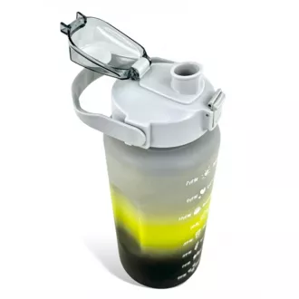 Motivační sportovní láhev 3v1, 2000 ml + 900 ml + 300 ml, Černá Motivační sportovní láhev 3v1, 2000 ml + 900 ml + 300 ml, Černá