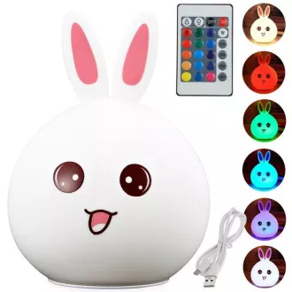 Dětská noční LED lampička KRÁLÍČEK + RGB ovladač Dětská noční LED lampička KRÁLÍČEK + RGB ovladač