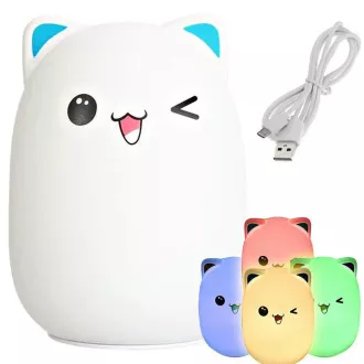 Dětská noční LED lampička KOČKA RGB + USB kabel Dětská noční LED lampička KOČKA RGB + USB kabel