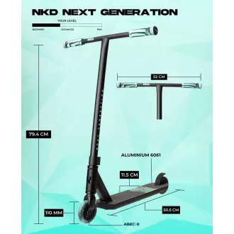 Freestyle koloběžka NKD Next Generation Stunt Scooter, Black-Mint