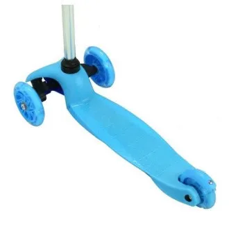 Koloběžka tříkolová MINI SCOOTER se svítícími kolečky, modrá - Rozbalené