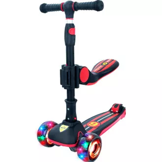 Dětská tříkolová koloběžka Story 2v1 Deluxe se svítícími kolečky mini scooter, černo-červená Dětská tříkolová koloběžka Story 2v1 Deluxe se svítícími kolečky mini scooter, černo-červená