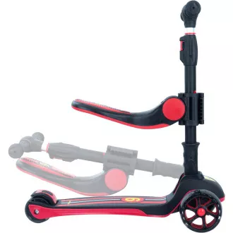 Dětská tříkolová koloběžka Story 2v1 Deluxe se svítícími kolečky mini scooter, černo-červená Dětská tříkolová koloběžka Story 2v1 Deluxe se svítícími kolečky mini scooter, černo-červená