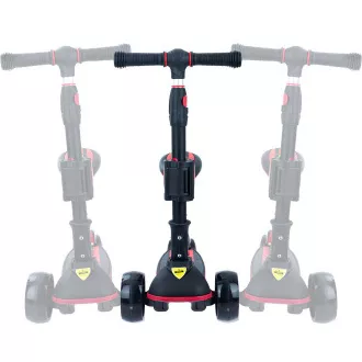 Dětská tříkolová koloběžka Story 2v1 Deluxe se svítícími kolečky mini scooter, černo-červená Dětská tříkolová koloběžka Story 2v1 Deluxe se svítícími kolečky mini scooter, černo-červená