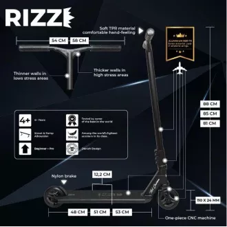 Freestyle koloběžka NKD Rizz Stunt, Černá Freestyle koloběžka NKD Rizz Stunt, Černá