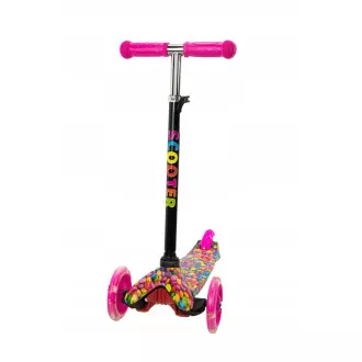 Koloběžka tříkolová MAXI SCOOTER se svítícími kolečky, BONBON, růžový Koloběžka tříkolová MAXI SCOOTER se svítícími kolečky, BONBON, růžový