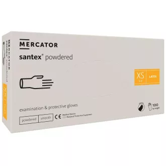 SANTEX POWDERED – Latexové pudrované rukavice tělové, 100 ks, XS SANTEX POWDERED – Latexové pudrované rukavice tělové, 100 ks, XS