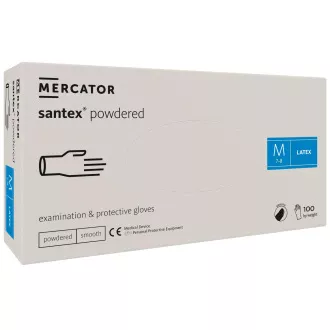 SANTEX POWDERED – Latexové pudrované rukavice tělové, 100 ks, XS SANTEX POWDERED – Latexové pudrované rukavice tělové, 100 ks, XS