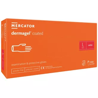 DERMAGEL COATED - Latexové nepudrované rukavice tělové, vnitřní vrstva polymer, 100 ks, XL DERMAGEL COATED - Latexové nepudrované rukavice tělové, vnitřní vrstva polymer, 100 ks, XL