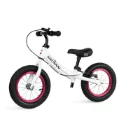 Dětské odrážedlo MOVINO Cariboo ADVENTURE s brzdou, nafukovací kola 12'', bílo-růžové