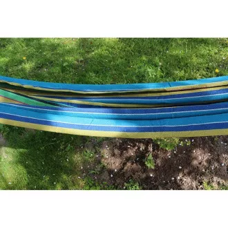 Houpací bavlněná skládací síť, zeleno-žluto-modrá, 260x80cm Houpací bavlněná skládací síť, zeleno-žluto-modrá, 260x80cm