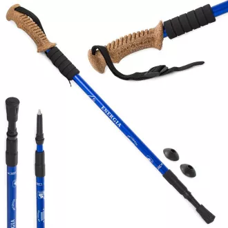 Trekingové hole Nordic Walking s ergonomickou, korkovou rukojetí, 135 cm, 2 ks, Černá