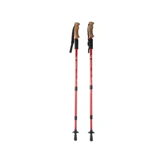 Trekingové hole Nordic Walking s ergonomickou, korkovou rukojetí, 135 cm, 2 ks, Červená