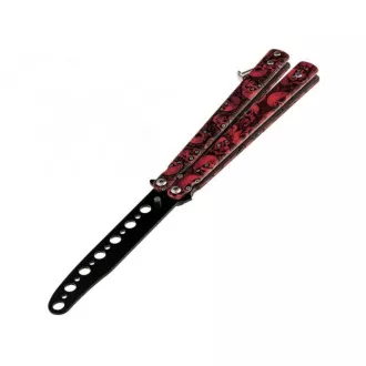 Tréninkový kapesní skládací motýlek, Red Skulls, 23,5 cm Tréninkový kapesní skládací motýlek, Red Skulls, 23,5 cm
