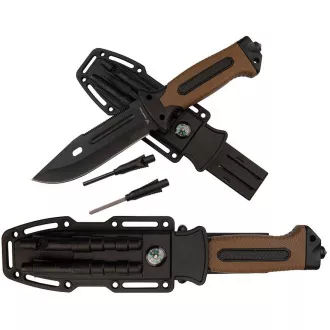 HASTAA Taktický nůž + podpalovač a brousek, 28 cm