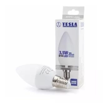 TESLA - LED CL143530-2, žárovka CANDLE svíčka, E14, 3,5W, 230V, 249lm, 25 000h, 3000K teplá bíl TESLA - LED CL143530-2, žárovka CANDLE svíčka, E14, 3,5W, 230V, 249lm, 25 000h, 3000K teplá bíl