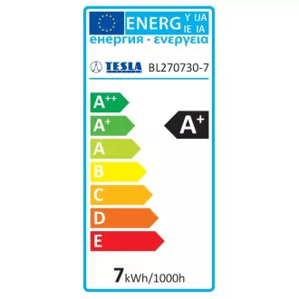 TESLA - LED BL270927-5D, žárovka BULB E27, 9W, 230V, 806lm, 30 000h, 2700K teplá bílá, 200°, st TESLA - LED BL270927-5D, žárovka BULB E27, 9W, 230V, 806lm, 30 000h, 2700K teplá bílá, 200°, st