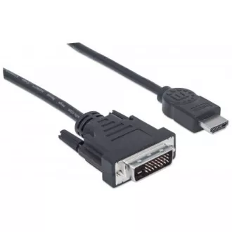 MANHATTAN kabel HDMI Male to DVI-D 24+1 Male, Dual Link, Black, 1, 8m MANHATTAN kabel HDMI Male to DVI-D 24+1 Male, Dual Link, Black, 1, 8m
