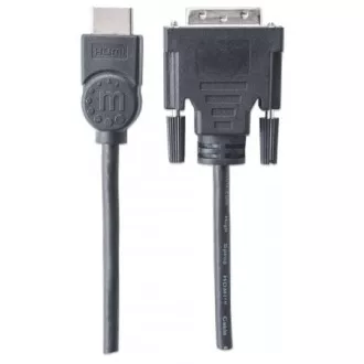 MANHATTAN kabel HDMI Male to DVI-D 24+1 Male, Dual Link, Black, 1, 8m MANHATTAN kabel HDMI Male to DVI-D 24+1 Male, Dual Link, Black, 1, 8m