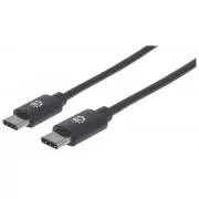 MANHATTAN kabel Hi-Speed USB-C, Type-C Male to Type-C Male, 0, 5m, černý