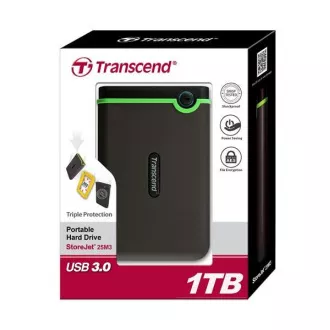 TRANSCEND externí HDD USB 3.0 StoreJet 25M3S, 1TB, Black (SATA, Rubber Case, Anti-Shock) TRANSCEND externí HDD USB 3.0 StoreJet 25M3S, 1TB, Black (SATA, Rubber Case, Anti-Shock)