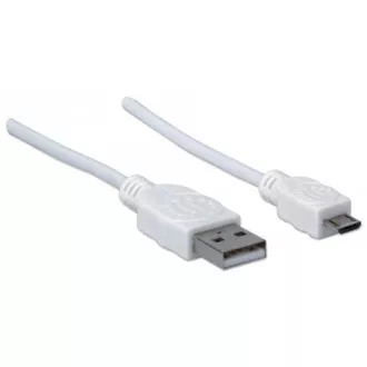 MANHATTAN Kabel propojovací USB 2.0 A Male / Micro-B Male, 1m, bílý MANHATTAN Kabel propojovací USB 2.0 A Male / Micro-B Male, 1m, bílý