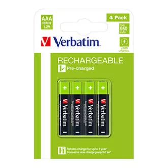 Nabíjecí baterie, AAA (HR03), 1.2V, 950 mAh, Verbatim, blistr, 4-pack Nabíjecí baterie, AAA (HR03), 1.2V, 950 mAh, Verbatim, blistr, 4-pack