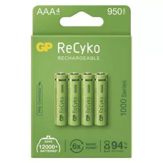 Nabíjecí baterie, AAA (HR03), 1.2V, 950 mAh, GP, papírová krabička, 4-pack, ReCyko Nabíjecí baterie, AAA (HR03), 1.2V, 950 mAh, GP, papírová krabička, 4-pack, ReCyko