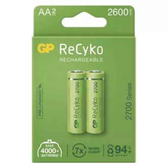 Nabíjecí baterie, AA (HR6), 1.2V, 2600 mAh, GP, papírová krabička, 2-pack, ReCyko Nabíjecí baterie, AA (HR6), 1.2V, 2600 mAh, GP, papírová krabička, 2-pack, ReCyko