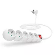 CONNECT IT prodlužovací kabel 230 V, 5 zásuvek, 3 m, s vypínačem (bílý)
