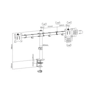 Digitus držák na dva monitory 15-32 ", 2x 8 kg (max.), Černé VESA: 75 x 75, 100 x 100 Digitus držák na dva monitory 15-32 ", 2x 8 kg (max.), Černé VESA: 75 x 75, 100 x 100