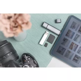 Digitus dvojitá čtečka karet OTG (USB-C + USB 3.0) 1x SD, 1x MicroSD, 1x USB 3.0, šedá Digitus dvojitá čtečka karet OTG (USB-C + USB 3.0) 1x SD, 1x MicroSD, 1x USB 3.0, šedá
