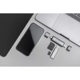 Digitus dvojitá čtečka karet OTG (USB-C + USB 3.0) 1x SD, 1x MicroSD, 1x USB 3.0, šedá Digitus dvojitá čtečka karet OTG (USB-C + USB 3.0) 1x SD, 1x MicroSD, 1x USB 3.0, šedá