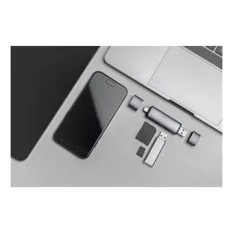 Digitus dvojitá čtečka karet OTG (USB-C + USB 3.0) 1x SD, 1x MicroSD, 1x USB 3.0, šedá Digitus dvojitá čtečka karet OTG (USB-C + USB 3.0) 1x SD, 1x MicroSD, 1x USB 3.0, šedá