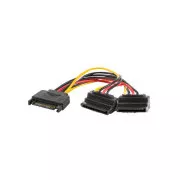 LANBERG SATA (M) na 2x SATA (F) kabel 15cm, úhlový