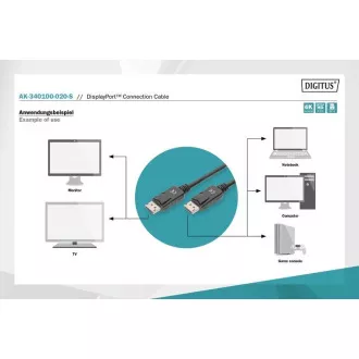 Digitus Připojovací kabel DisplayPort 1.2, DP M/M, 2,0 m, se západkou, Ultra HD 4K, bl Digitus Připojovací kabel DisplayPort 1.2, DP M/M, 2,0 m, se západkou, Ultra HD 4K, bl