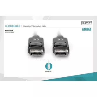 Digitus Připojovací kabel DisplayPort 1.2, DP M/M, 2,0 m, se západkou, Ultra HD 4K, bl Digitus Připojovací kabel DisplayPort 1.2, DP M/M, 2,0 m, se západkou, Ultra HD 4K, bl
