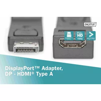 Digitus DisplayPort adapter, Displayport samec -> HDMI A samice Digitus DisplayPort adapter, Displayport samec -> HDMI A samice