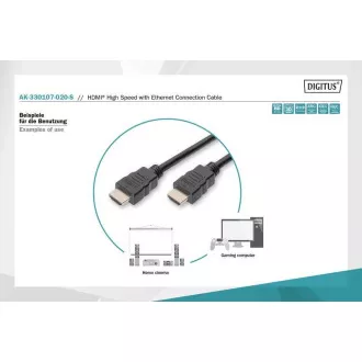 Digitus Připojovací kabel HDMI High Speed, typ A M/M, 2,0 m, Ultra HD 60p, zlatý, bl Digitus Připojovací kabel HDMI High Speed, typ A M/M, 2,0 m, Ultra HD 60p, zlatý, bl