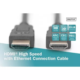 Digitus Připojovací kabel HDMI High Speed, typ A M/M, 2,0 m, Ultra HD 60p, zlatý, bl Digitus Připojovací kabel HDMI High Speed, typ A M/M, 2,0 m, Ultra HD 60p, zlatý, bl