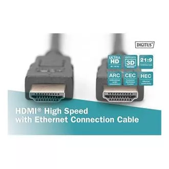 Digitus Připojovací kabel HDMI High Speed, typ A M/M, 2,0 m, Ultra HD 60p, zlatý, bl Digitus Připojovací kabel HDMI High Speed, typ A M/M, 2,0 m, Ultra HD 60p, zlatý, bl