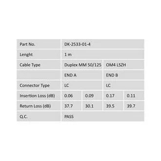 DIGITUS Fiber Optic Patch Cord, LC to LC, Multimode OM4 - 50/125 µ, Duplex Length 1m