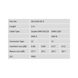 DIGITUS Fiber Optic Patch Cord, LC to LC, Multimode OM4 - 50/125 µ, Duplex Length 2m