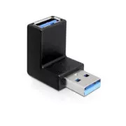 DeLock adaptér USB 3.0 samec - USB 3.0 samice pod úhelem 90° vertikálně
