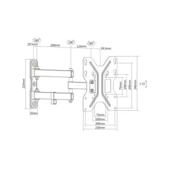 Digitus VESA 3D univerzální držák TV/Monitoru do 107cm (42"), 15o sklopný, 180o otočný, Vesa 75x100x200, 30kg Digitus VESA 3D univerzální držák TV/Monitoru do 107cm (42"), 15o sklopný, 180o otočný, Vesa 75x100x200, 30kg